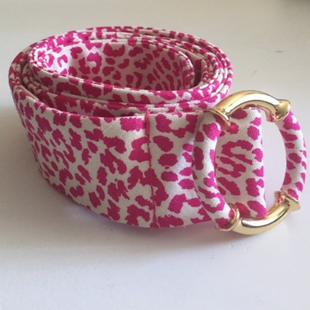 J. Crew Pink And White Leopard Cloth Belt NWT